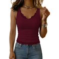 thumbnail image 1 of Lace Camisole Tank Tops for Women with Wide Strap (Red L), 1 of 5