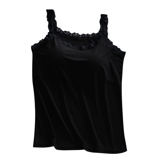 Lace Camisole Tops for Women, Soft Modal Undershirt Lace Trim Cami Tanks Tops Basic Sleep Pajamas Top