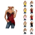 thumbnail image 1 of Lace Camisole Tops for Women Summer Casual Slim Fit Spaghetti Strap V Neck Asymmetrical Hem Going out Tank Tops, 1 of 6