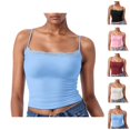 thumbnail image 1 of Lace Camisole Tops for Women Summer Square Neck Spaghetti Strap Slim Fit Y2k Cropped Going out Tank Top, 1 of 6