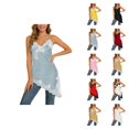 thumbnail image 1 of Lace Camisole Tops for Women Y2k V Neck Spaghetti Strap Asymmetrical Hem Cami Tank Tops Going out Tops Summer Outfits, 1 of 6