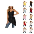 thumbnail image 1 of Lace Camisole Tops for Women Y2k V Neck Spaghetti Strap Asymmetrical Hem Cami Tank Tops Going out Tops Summer Outfits, 1 of 5
