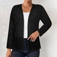 thumbnail image 1 of Lace Cardigan Women Long Sleeve Cover Up, Lightweight Hollow Out Knit Top, Casual V Neck Open Front Sweater, Solid Color Boho Lace Trim Blouse for Daily Layering, 1 of 5
