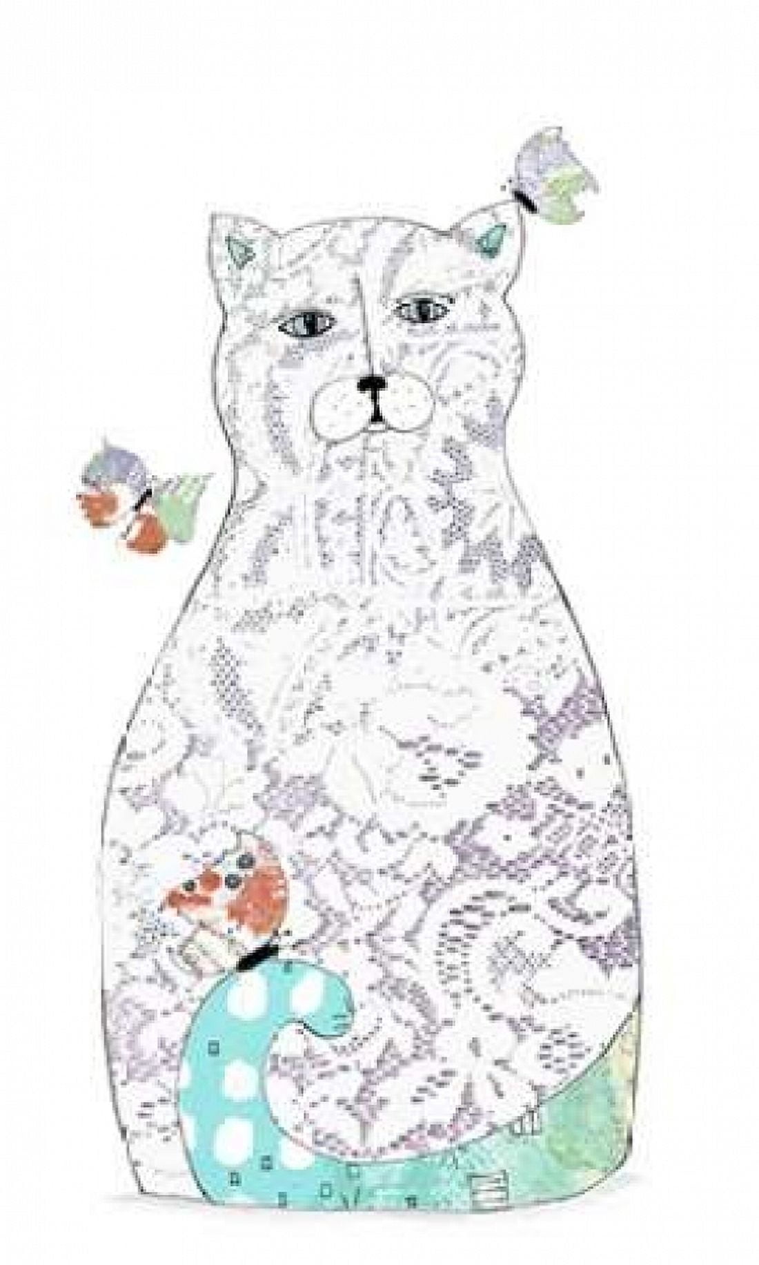 Lace Cat Canvas Art - Sarah Ogren (12 x 18)