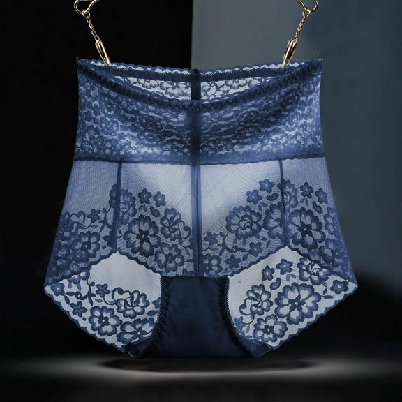 uublik Lace Cheeky Panties for Women High Waist Breathable Briefs Soft Underpants Ladies Stretch Panties Womens Lace Underwear Blue