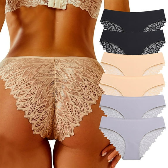 uublik Lace Cheeky Panties for Women Microfiber Lace Bikini Panties 6 Pack