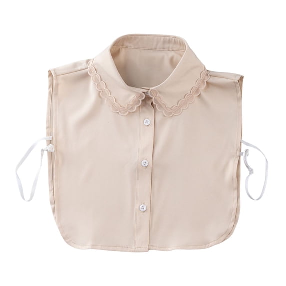 Lace Chiffon Peter Pan False Collar Detachable AURORADY Faux Half Blouse Collar Vintage Decorative Dickey Layering Collar for Women Girls Daily Outfit Decoration Khaki One Size Detachable Collar