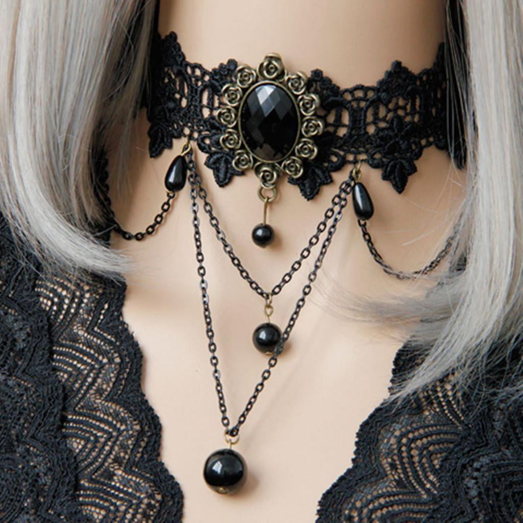 Halloween Dark Gothic Handmade Black Butterfly Choker Necklace – 42shops