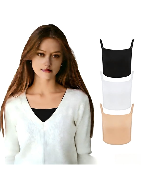 Lace Cleavage Cover Up for Low Neckline,Modesty Panel for Women,Clip On Mock Camisole Snap to Bra Insert