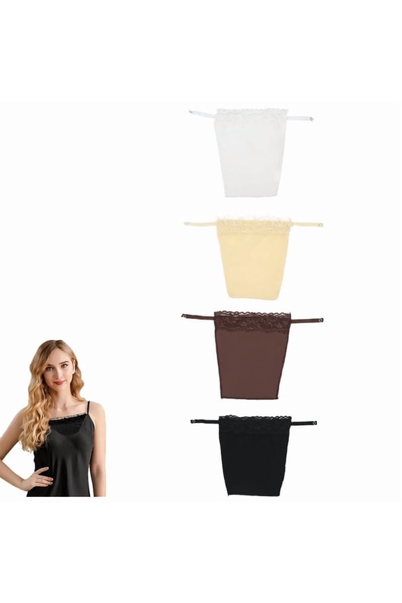 Lace Clip On Camisole Modesty Panel Insert For Women Low Cut Casual Tops Assorted Black Multicolor 4 Pack Adjustable Breathable Comfort Layering Bra Accessory