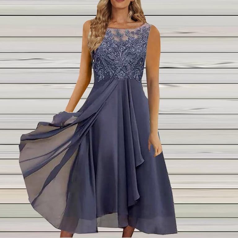 Lace Cocktail Dresses for Women Wedding Guest,Mother of The Bride Dresses  for Wedding 1/2 Sleeves Lace Appliques High Low Chiffon O Neck Formal  Evening Dresses