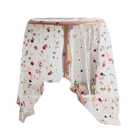 Lace Colorful Embroidered Flower Table Cloth Cover for Home Party Supplies 150*150