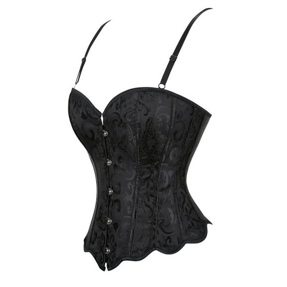 Lace Corset Tops, Ladies' Fashionable Solid Color Suspender Adjustable and Shaping Tops New Bustier Corset Bodysuit Style B-44 Black XL