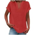 thumbnail image 1 of Lace Corset Tops For Women, Casual Colors V Neck Short Sleeve Shirt T Top Ladies Tops And Blouses 1 Cotton Sweatshirt Yoga Tops Woman Basic Womens Business Casual Tops Tank (M, Red) ZMTing, 1 of 4