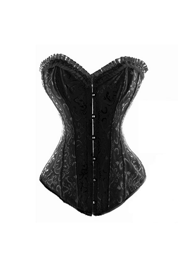 Lace Corset Tops, Women's Fashion Sealing Waist Chest Support Body Tops Shaping New Bustier Corset Bodysuit Style B-86 Black L