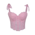 thumbnail image 1 of Lace Corset Tops for Women Bustier Crop Tank Lace Tie Straps Halloween Lingerie Camisole, 1 of 6