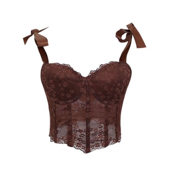 Lace Corset Tops for Women Bustier Crop Tank Lace Tie Straps Halloween Lingerie Camisole