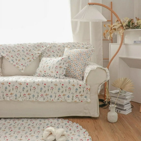 Lace Cotton Fabric Sofa Cover Couch Non-Slip Soft Towel Living Room Covers L Shape Sofas Cushion Armrest Backrest Universal Mat (color06,70x70cm 1pcs)