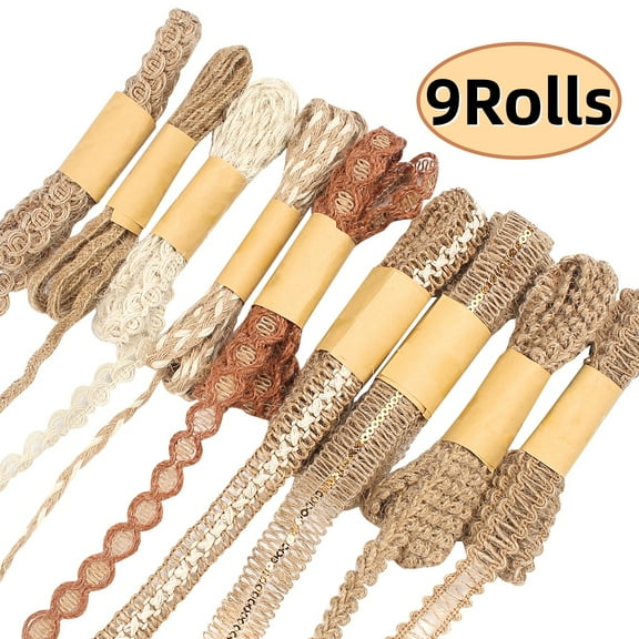 Lace Craft Ribbon Cotton Lace Trim Vintage Ribbon Christmas Gifts Package Party Holiday and  DIY Sewing Craft Supply 9 Rolls