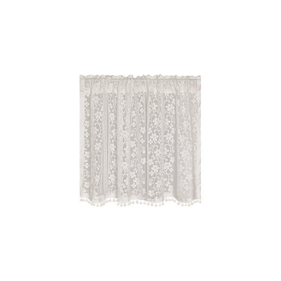 Lace Curtain Fabric Semi Sheer Chiffon with Embroidery and Rod Pocket for Elegant Window Decor, Light Filtering, Durable for Living Room, Bedroom, and Kitchen