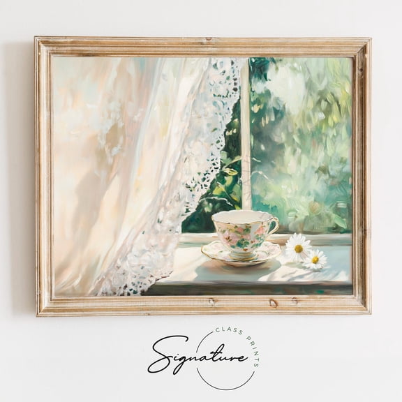 Lace Curtain Swaying In A Gentle Breeze, Spring, Cottagecore Home Wall Art, Vintage Farmhouse, Rustic Decor UNFRAMED Poster, Wall Art for Decor, Present, 24x36