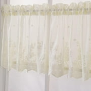 Lace Curtain for Kitchen Cafe Bookshelf,Embroidered Semi Sheer Curtain Valances,Beige
