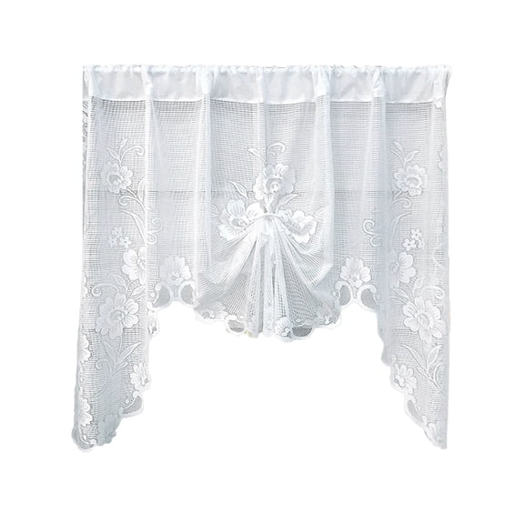 Lace Curtains,Tie-Back Elegant Victorian Sheer Sheer Curtains,Ruffled Design,Romantic Window Treatments with Floral Pattern,71''W x 39''L