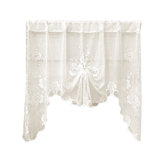 Lace Curtains,Tie-Back Elegant Victorian Sheer Sheer Curtains,Ruffled Design,Romantic Window Treatments with Floral Pattern,71''W x 39''L