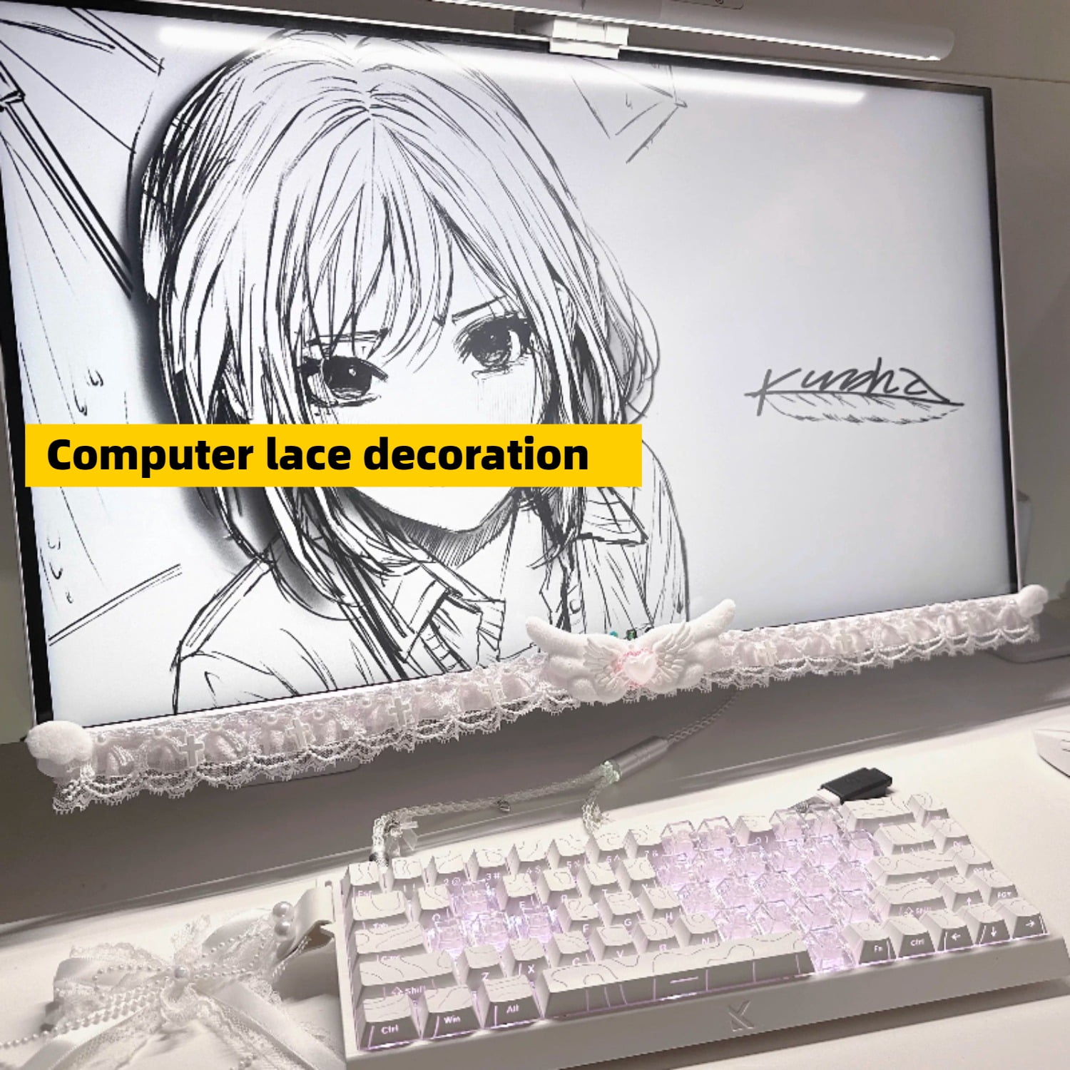 Lace Decorative Strip for Monitor, Computer Screen Decal Border Sticker ...