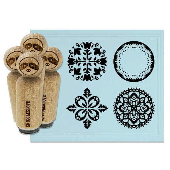 Lace Designs Patterns Floral Decorative Rubber Stamp Set for Scrapbooking Crafting Stamping - Small 3/4 Inch