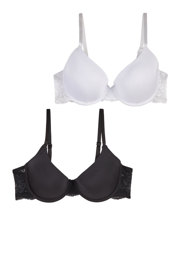 Womens Lace Detail Plunge Bras 2 Pack