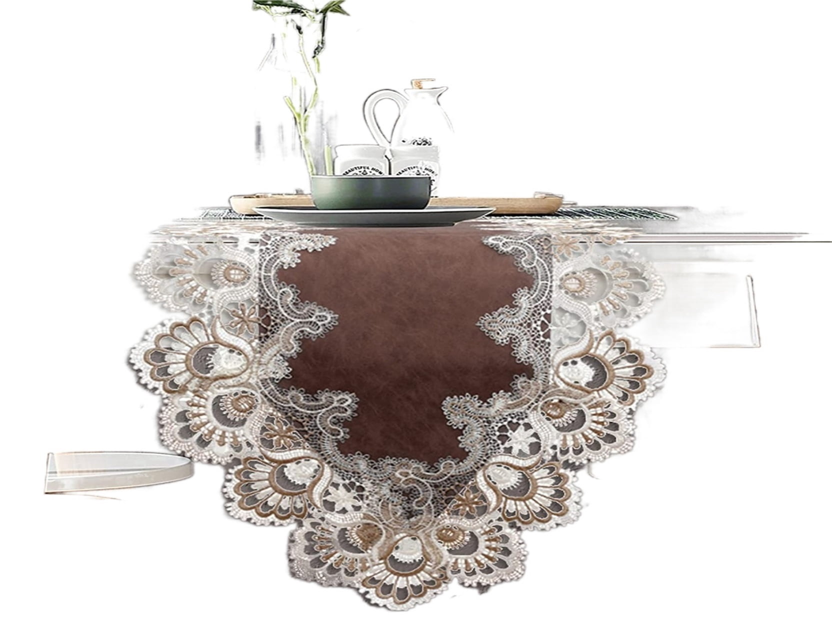 Lace Dining Table Runner, Coffee Table Runners 48 inches Long for Kitchen Home Christmas Party Decorations