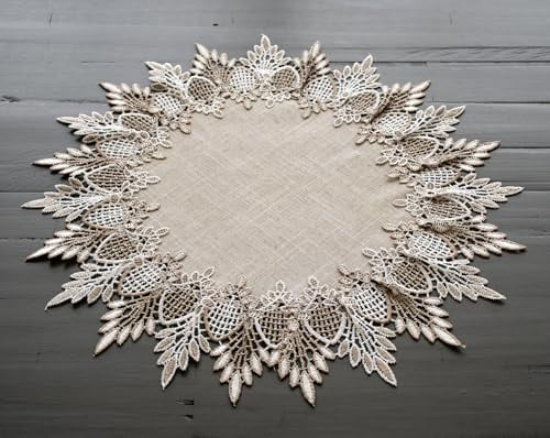12\" Set Of 3 Doilies Neutral Earth Tones European Lace Table...
