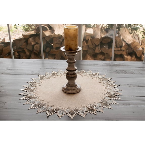 Lace Doily Neutral Earth Tones Table Topper Scarf Place Mat Round Doily (23 Inch Round)