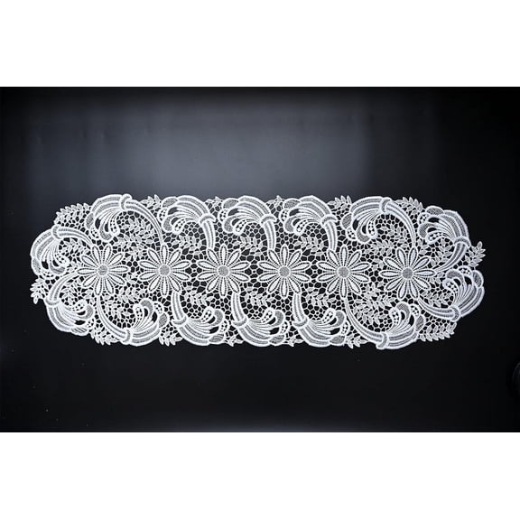 Lace Doily Table Runners Dresser Scarf Embroidered Flowers