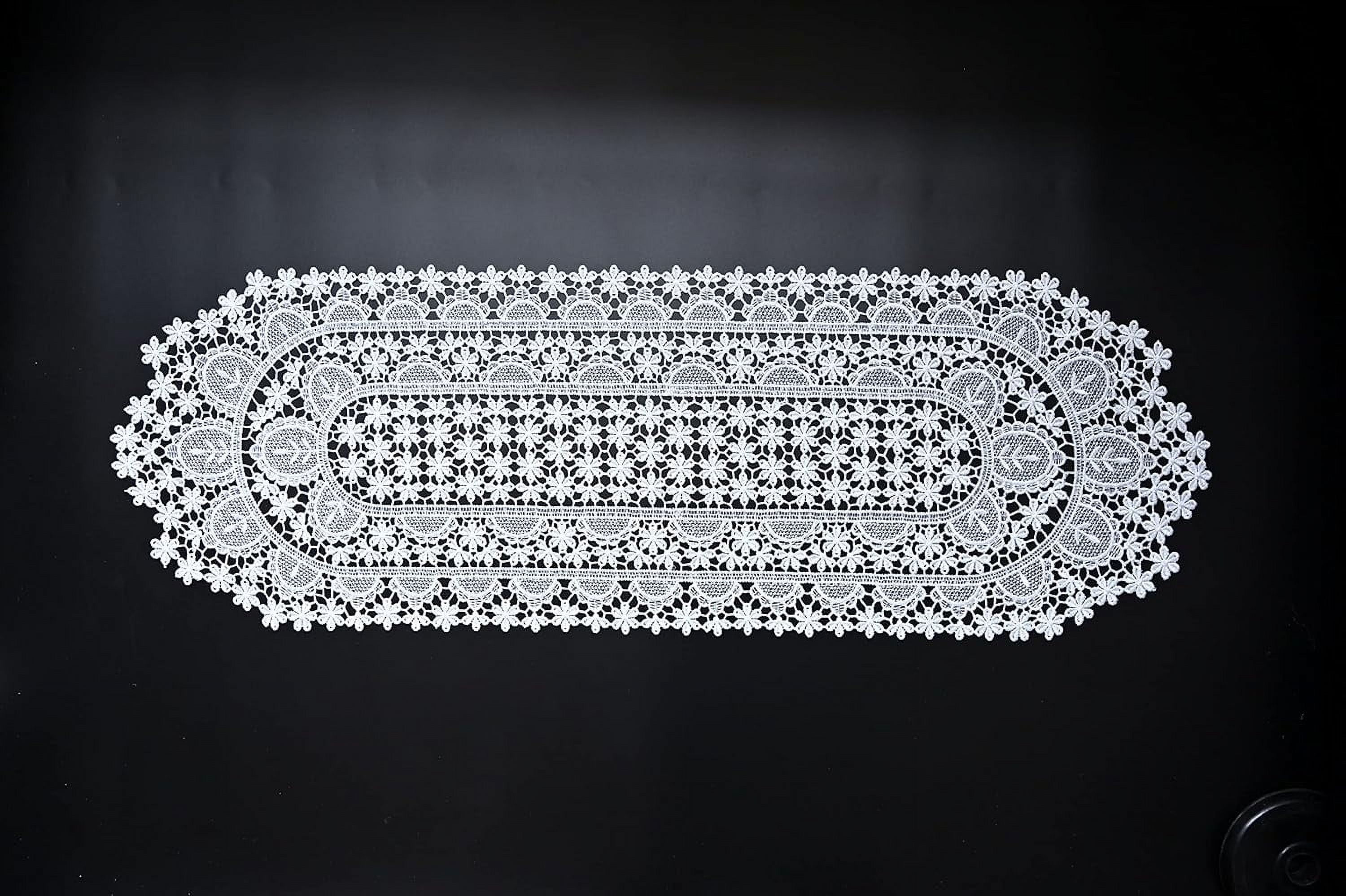 Lace Doily Table Runners Dresser Scarf Embroidered Flowers