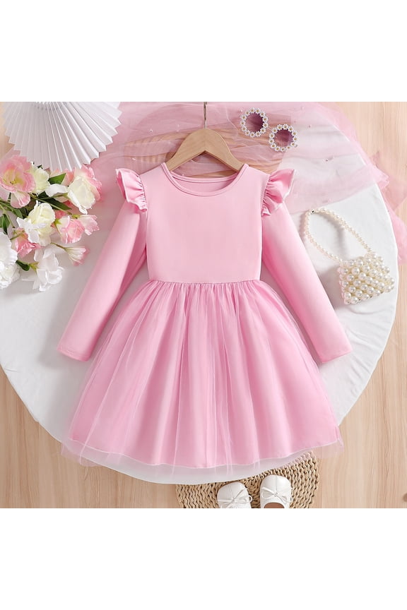 Lace Dress for Toddler Baby Girl Flower Embroidery Tulle Long Sleeve Dress Elegant Toddler Birthday Party Dresses