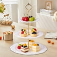 thumbnail image 1 of Lace-Edged Three-Tier Dessert Stand,Fruit and Snack Tray,Luxurious Coffee Table Serving,Food-Grade Plastic with Gold Rod,Multi-Purpose Party Wedding Tea Table Organizer,Elegant Home Decor, 1 of 6