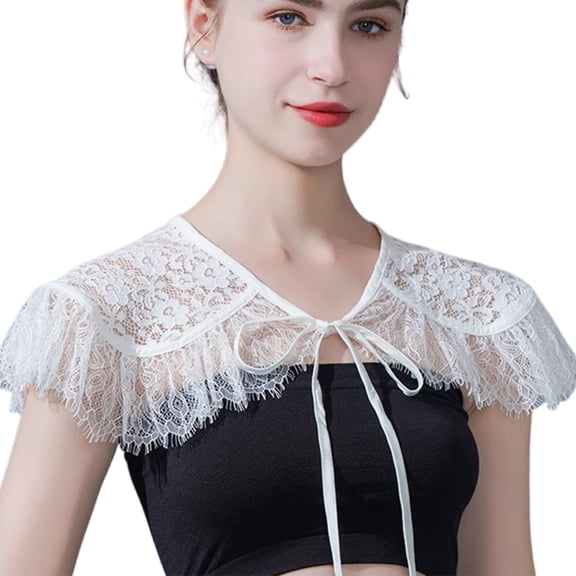 Lace Embellished Shoulder Wrap Cool Weather Essential Fashionable Layering Piece