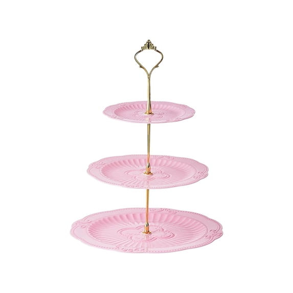 Lace Embossed Three Tier Snack Stand with Elevated Design, Elegant Dessert Tray for Living Room Decor and Organized Treat Display at Tea Parties and Celebrations