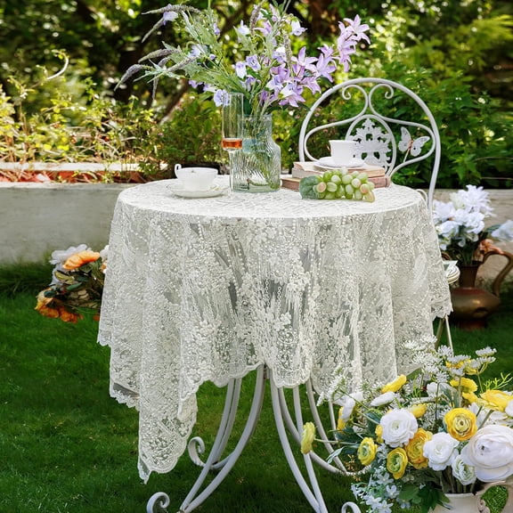 Lace Embroidered Tablecloth. Square Lace Vintage Tablecloth Table Protector for Kitchen Dining Room Party Banquet Home Picnic Wedding Decoration (53×53 inch)