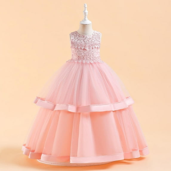 Lace Embroidery Flower Girls Tulle Dress Princess Birthday Party Bridesmaid Wedding Pageant Dresses for Kids 8-12 Years Big Save 2025