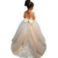 thumbnail image 1 of Lace Embroidery Sheer Long Sleeves Kids Trailing Gowns, 1 of 5