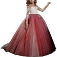 thumbnail image 1 of Lace Embroidery Sheer Long Sleeves Kids Trailing Gowns, 1 of 6