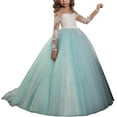 thumbnail image 1 of Lace Embroidery Sheer Long Sleeves Kids Trailing Gowns, 1 of 5