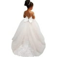 thumbnail image 1 of Lace Embroidery Sheer Long Sleeves Kids Trailing Gowns, 1 of 6