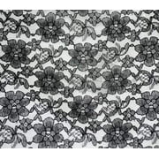 Lace Fabric 60" Wide Polyester French Floral by The Yard 1 Yard, Black