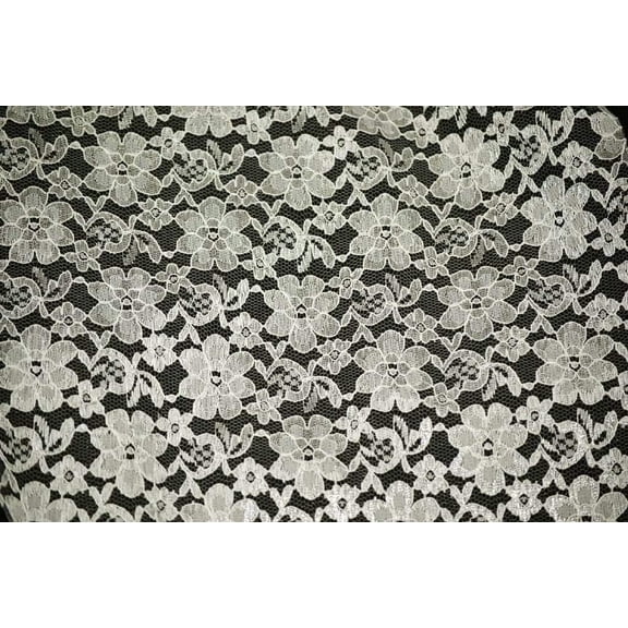 Lace Fabric 60" Wide Polyester French Floral by The Yard (1 Yard, Ivory)