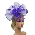 thumbnail image 1 of Lace Fascinator Headband Women Vintage Church Hat Wedding Cocktail Hair Clip , Hontri Women Hat Headwear Church Feather Clip (X09-Purple), 1 of 3