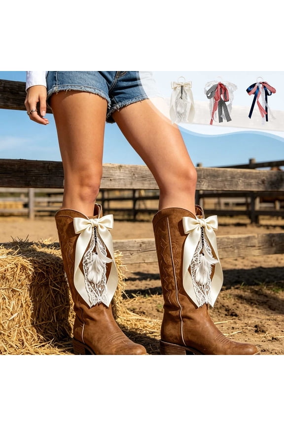 Lace Feather Cowboy Boot Bows Western Boot Accessories for Women Bridal Parties Rodeos and Holiday Decorations